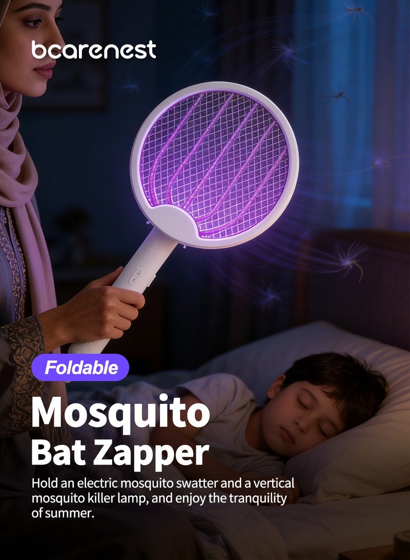 Bcarenest Foldable Electric Mosquito Bat Zapper & UV Mosquito Killer Lamp, Dual-Mode Bug Zapper with 20m UV Lure, Rechargeable Lithium Battery, Safe & Portable - Image 2